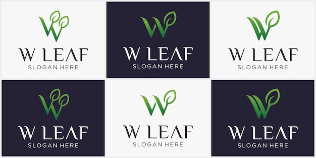 Logo letter w with a combination of leaf for herbal natural and fresh companies