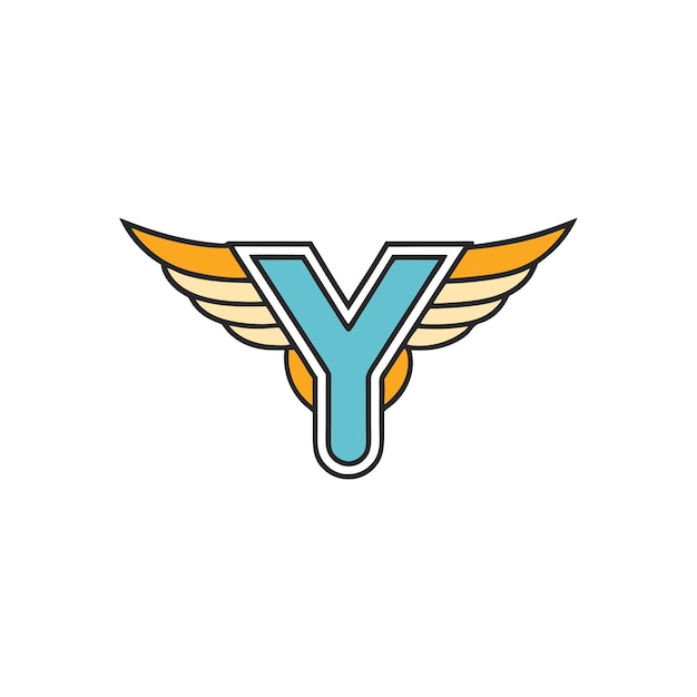 Vector logo of letter y with wings on the white background