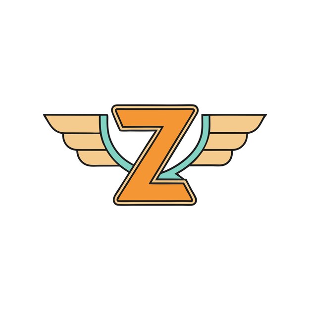 Vector logo of letter z with wings on the white background