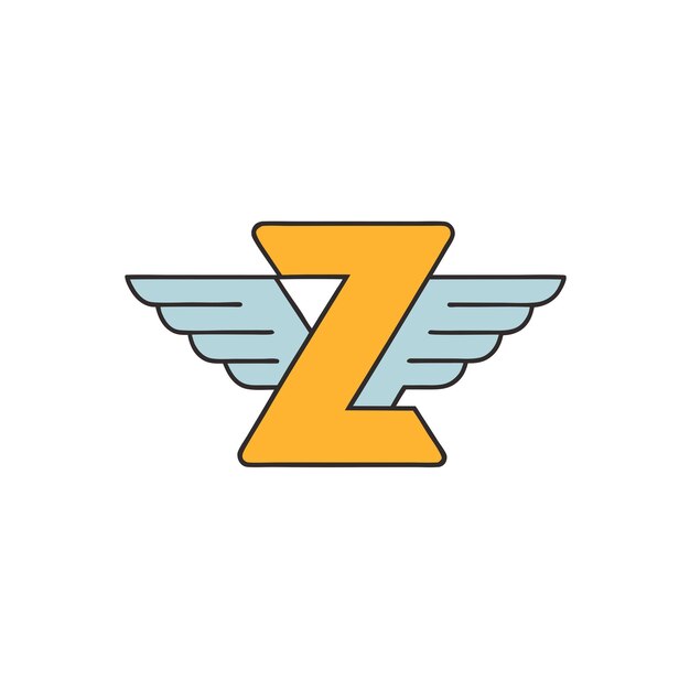 Vector logo of letter z with wings on the white background