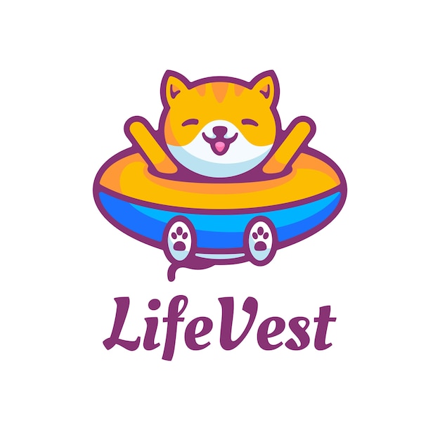  Logo  Life Vest Simple Mascot Style.