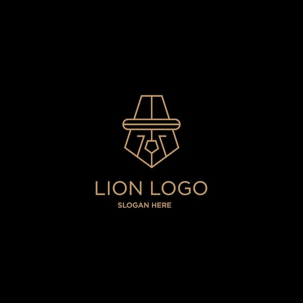 Vector logo lion slogan here design art template