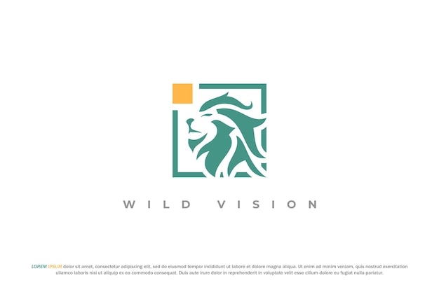 logo lion vision frame channel abstract animal jungle king leader