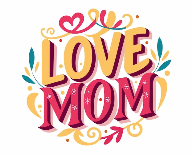 a logo for love mom with a floral border