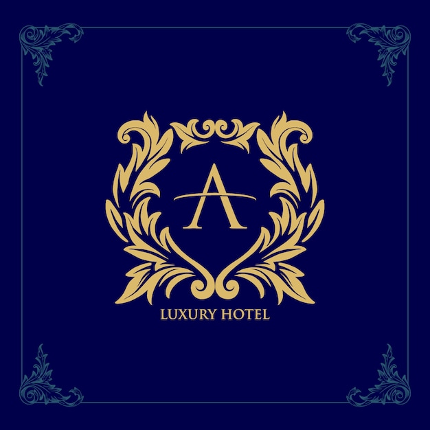 Logo luxury hotel template  golden line icon