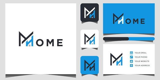 Logo M Home and business card template Premium Vector