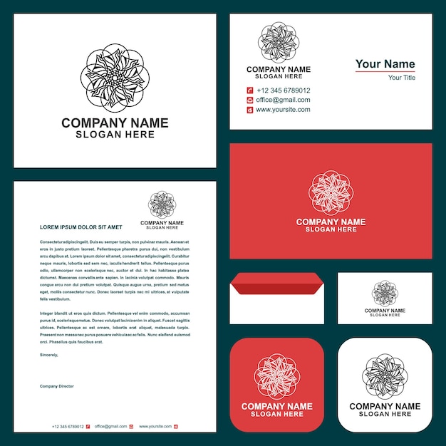 logo mandala ornament and business card