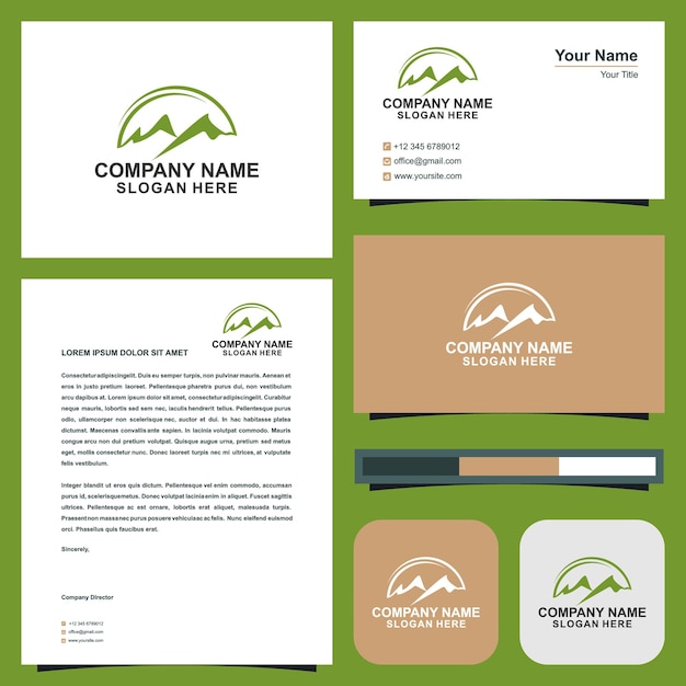 logo maountain  and business card