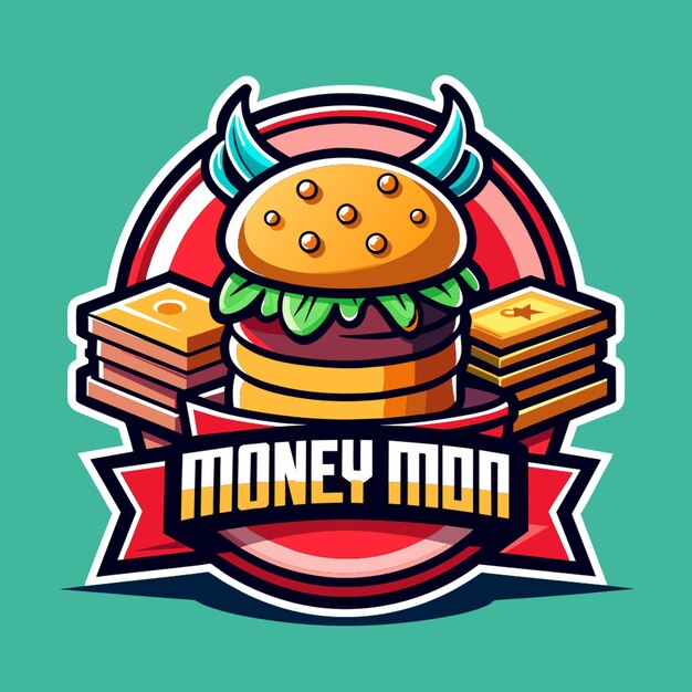 Vector a logo for money mans mans head with a hamburger on the top