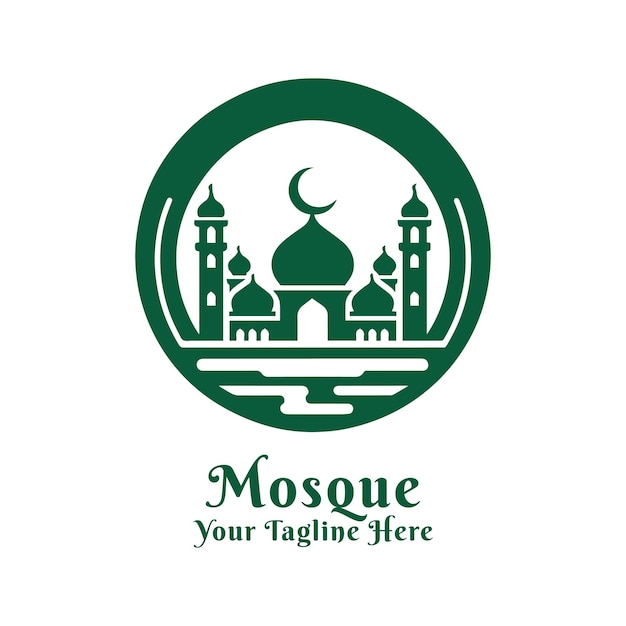 Vector logo mosque simple design with green concept