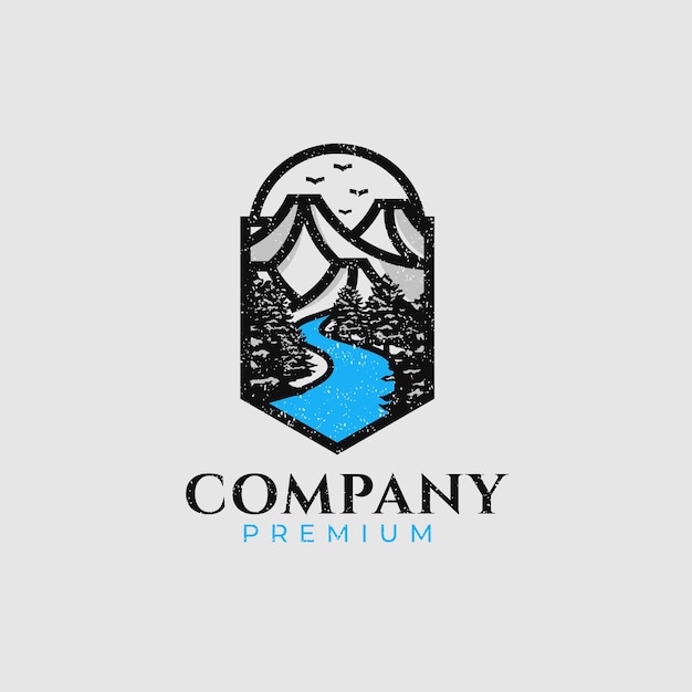 A logo for a mountain and river company.