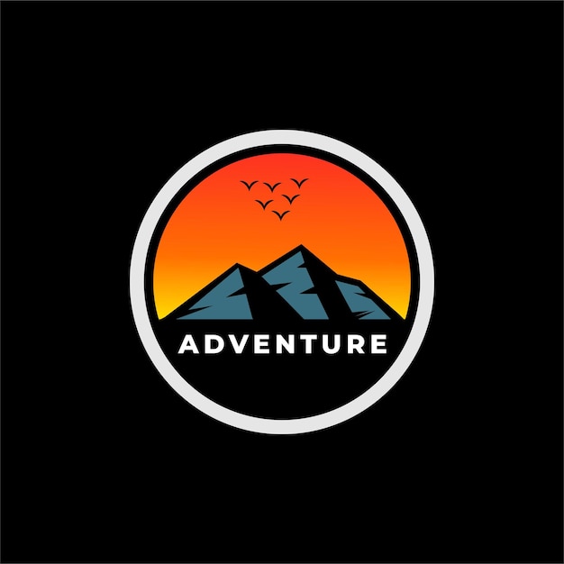 Logo of mountains and twilight outdoor adventure