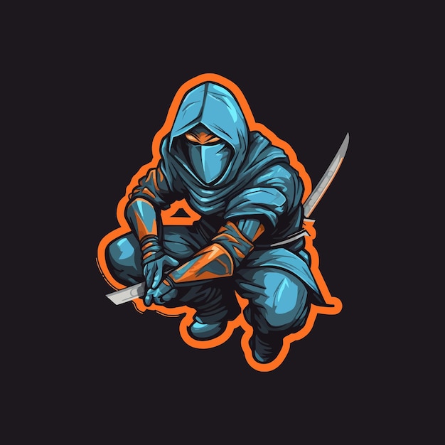 A logo of a ninja warrior designed in esports illustration style