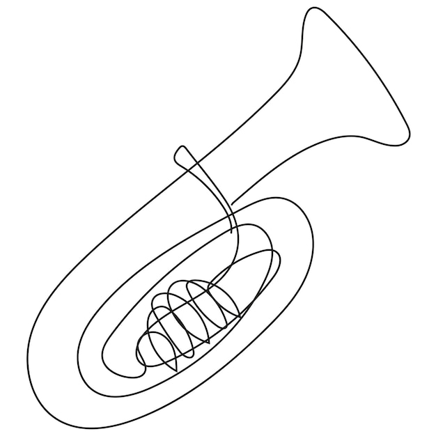 logo for an orchestra or a music school namely the musical instrument trumpet drawn in one line