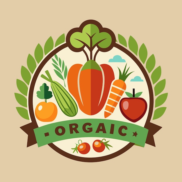 Vector a logo for organic vegetables and a label that says organic