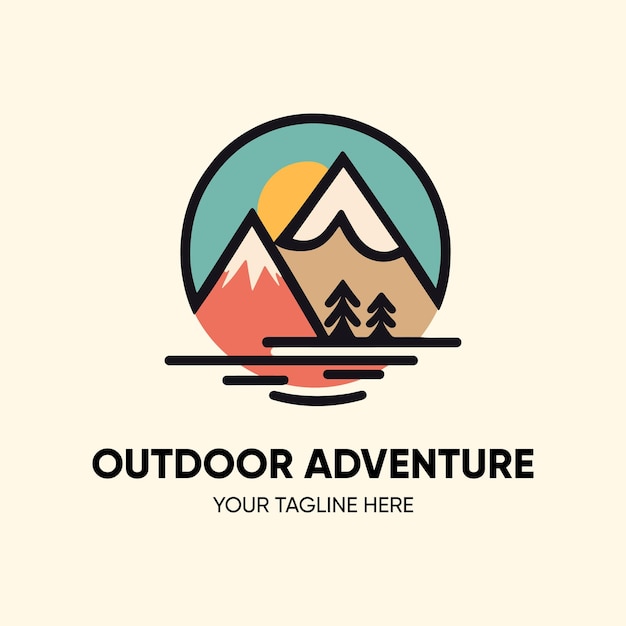 a logo for outdoor adventure with a picture of a mountain