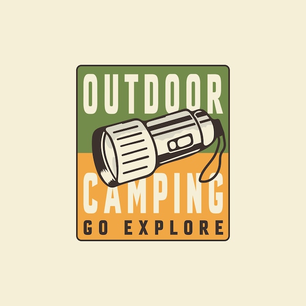 A logo for outdoor camping go explore with a flashlight.