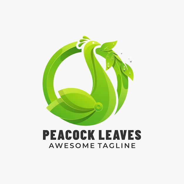 Logo Peacock Leaves Gradient Colorful Style.