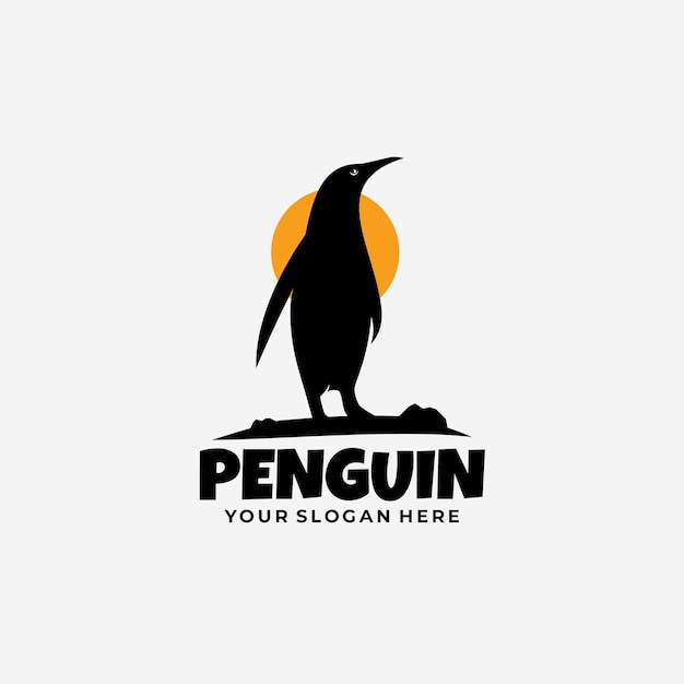 Logo penguin sunset silhouette style