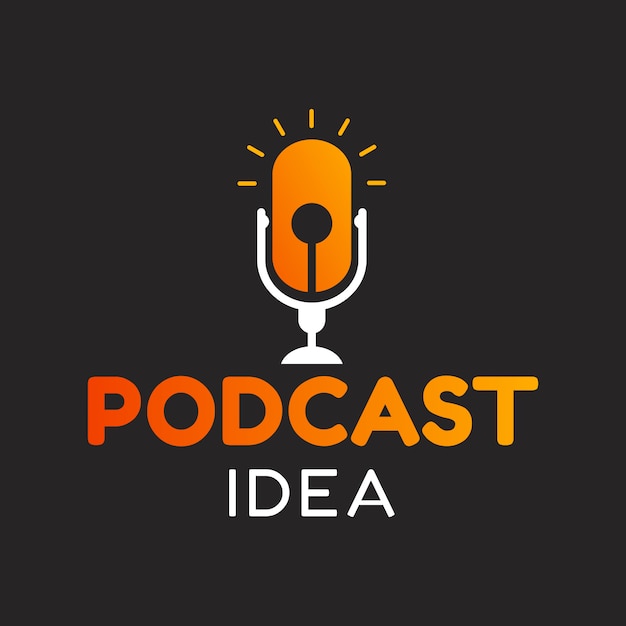 Logo podcast with idea, light bulb