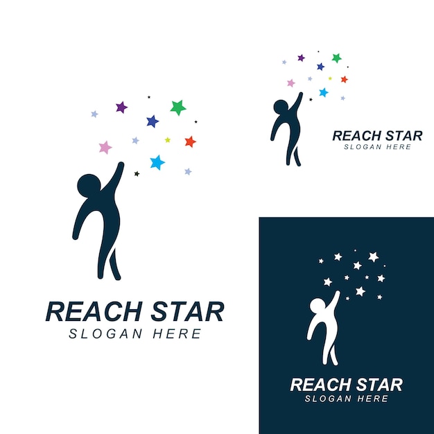 A logo to reach the stars or a logo to reach a dream or goal Logo using concept design vector illustration template