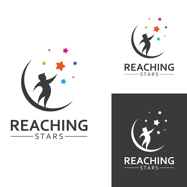 A logo to reach the stars or a logo to reach a dream or goal Logo using concept design vector illustration template