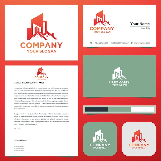 logo real estate or building or home in business card premium logo premium vector