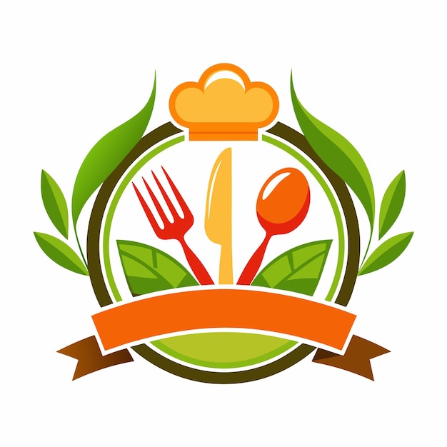 a logo for a restaurant with a plate with a fork and a knife