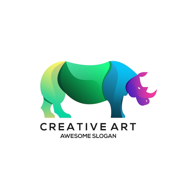 Logo rhino gradient colorful design