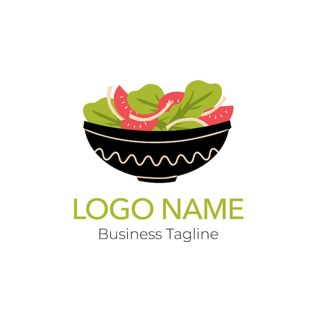 logo salad healthy food design business template collection