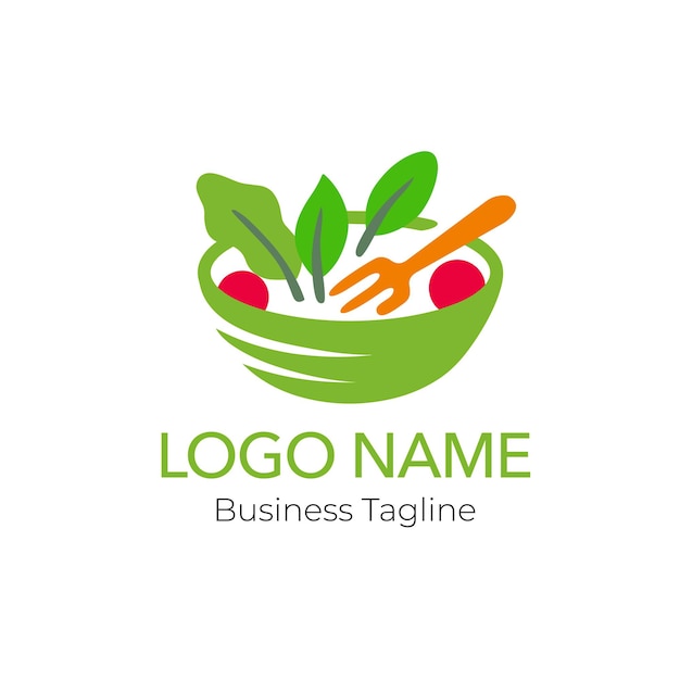 logo salad healthy food design business template collection