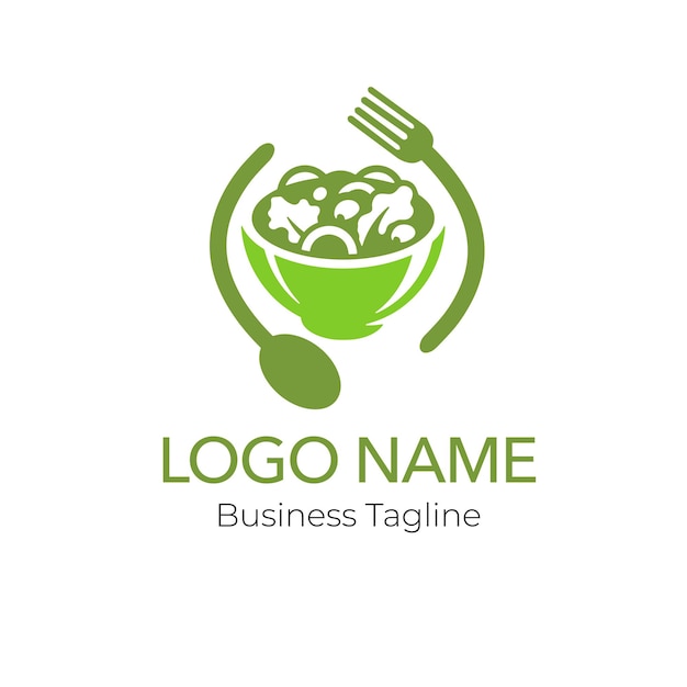 logo salad healthy food design business template collection