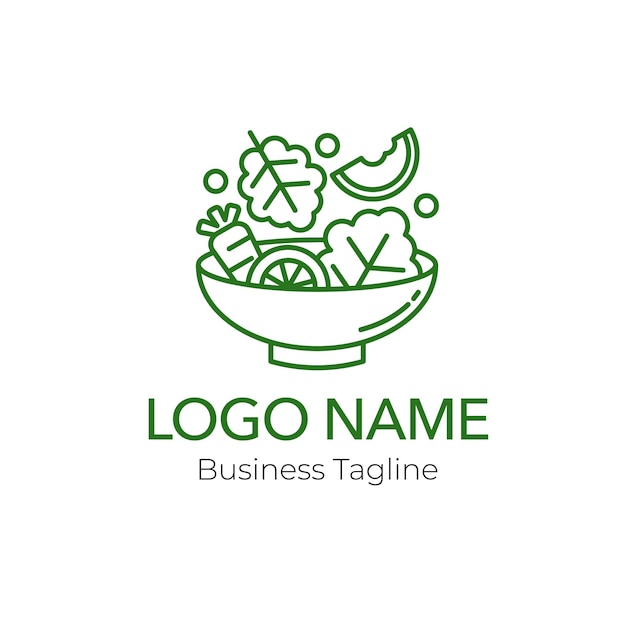 logo salad healthy food design business template collection