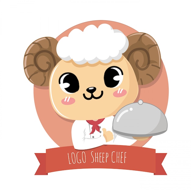 Logo sheep chef cute.