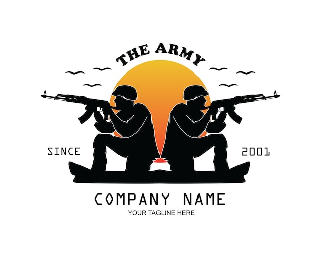 Logo silhouette of two soldiers holding rifles