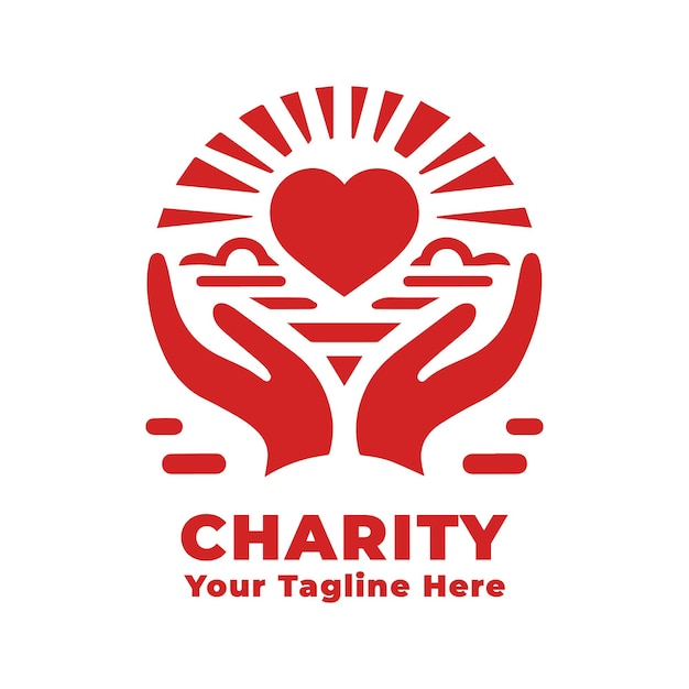 Vector logo simple charity design with flat background