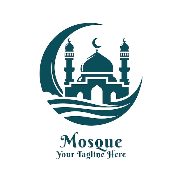 Vector logo simple mosque design with flat background