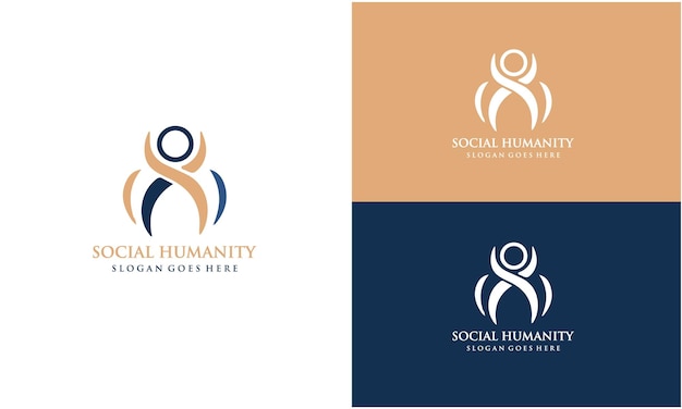 Vector a logo for social humanity has a blue background with a white background