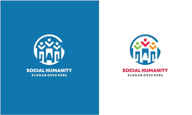 Vector a logo for social humanity is shown with a blue background