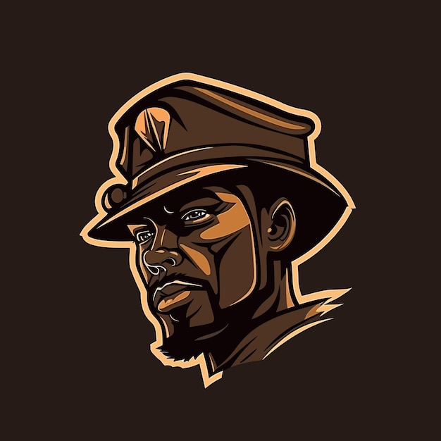 A logo of a soldier's head designed in esports illustration style