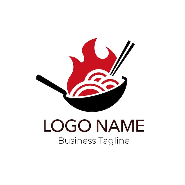 logo spicy noodle food design business template collection