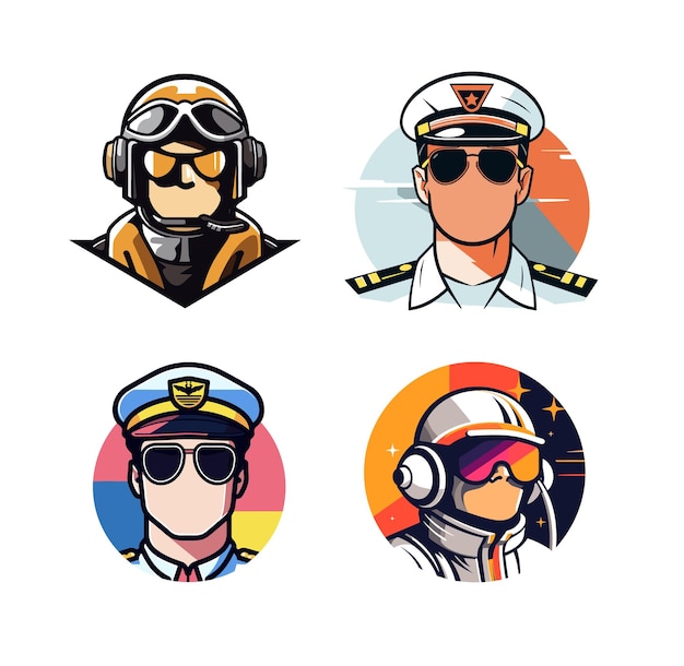 Logo style icon of airplane pilot