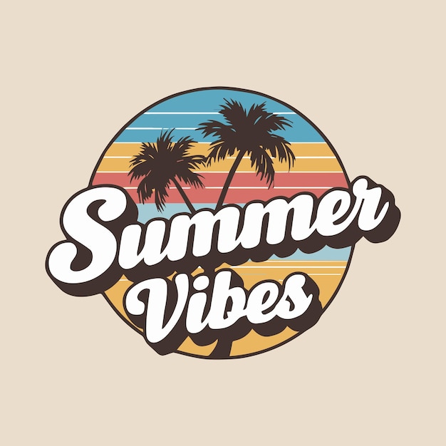 Vector a logo for summer music with palm trees in the background