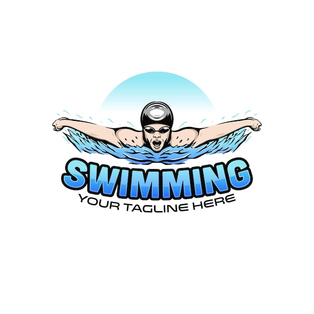 Logo of a swimmer swimming club or swimming school logo design template inspiration