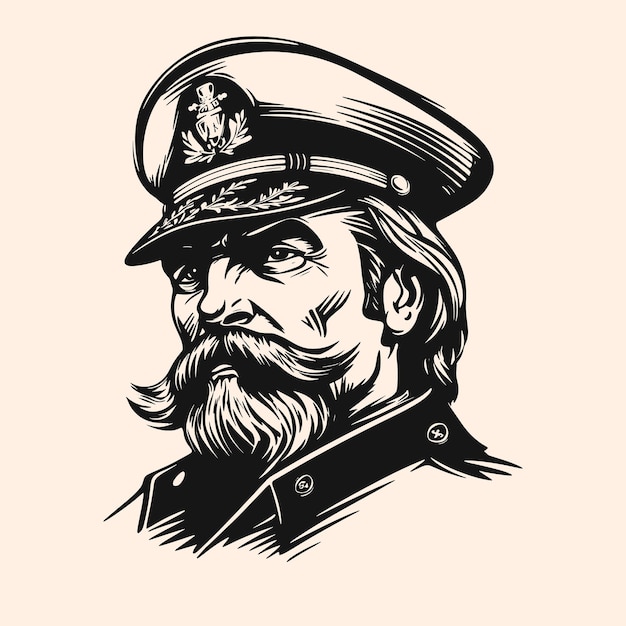 Logo symbol of captain Vintage woodcut engraving style vector illustration