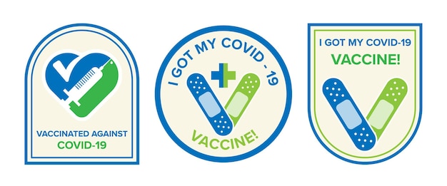 Logo symbol with text I got my covid-19 vaccine for vaccinated persons. Coronavirus vaccine campaign sticker. medical and health concepts