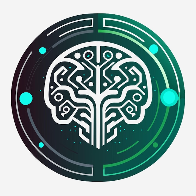 logo symbolizing brain with artificial intelligence vector illustration