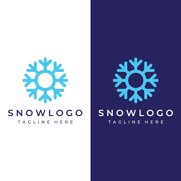 Logo template design abstract blue snowflake or cold elements with outlineLogo for wintericonsicecold