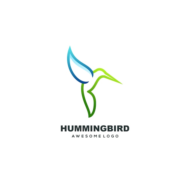 Logo Template Hummingbird Gradient Line Art Colorful Logo