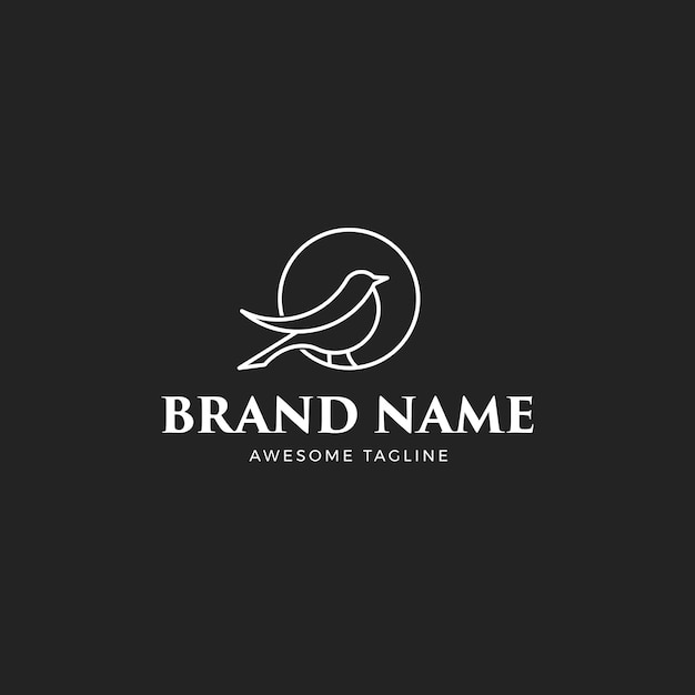 Logo Template Monoline Style For Beautiful Bird